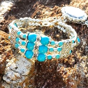 Blue Howlite Bracelet with Charm Watch